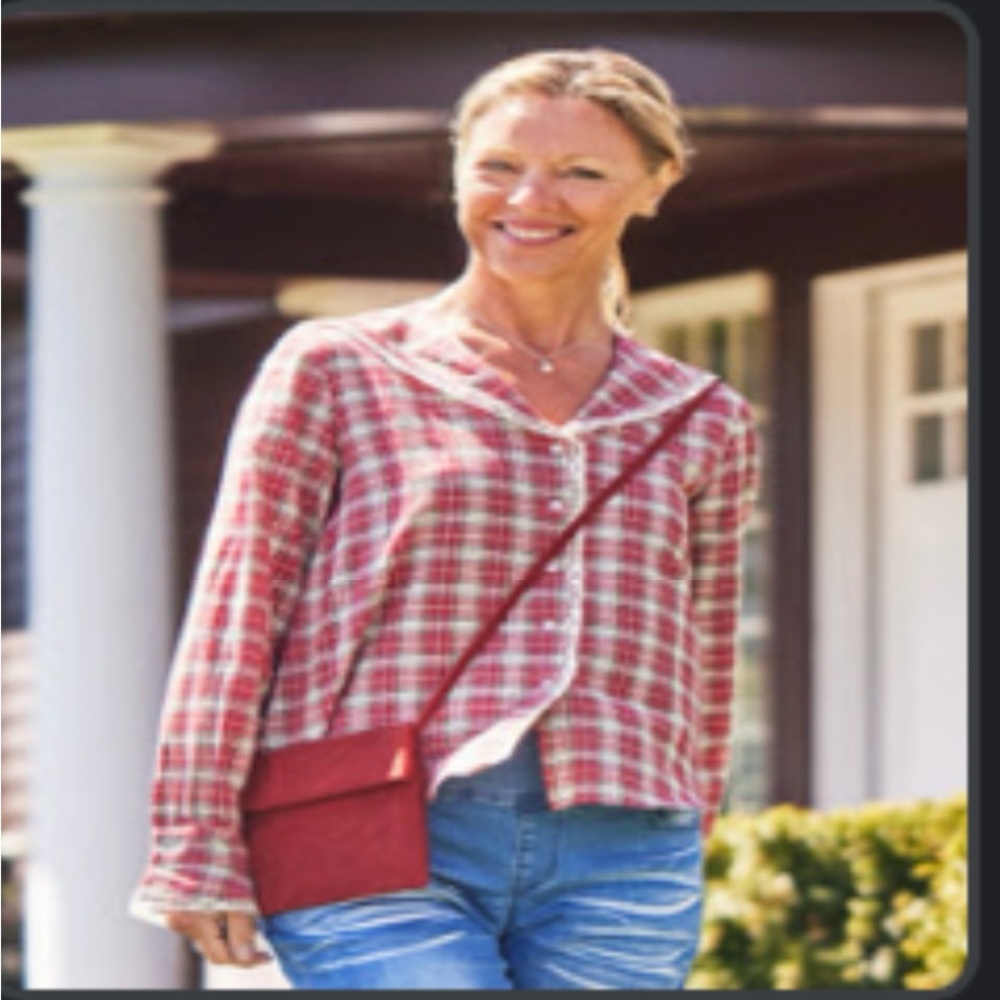 April Cornell Red Plaid Blouse